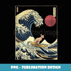 Sphynx Cat Japanese Kanagawa Wave Funny Surf Animal - PNG Transparent Sublimation File