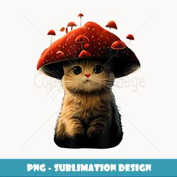 cottagecore cats aesthetic cat red mushroom hat kawaii - sublimation-ready png file