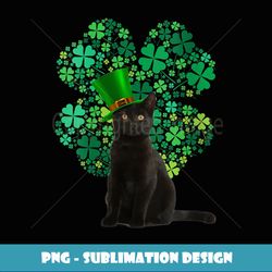 womens black cat st patrick's day leprechaun hat shamrock gift - trendy sublimation digital download