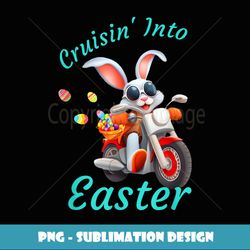 Easter Bunny Riding Motorcycle Funny Easter Motorcycle Lover - Premium PNG Sublimation File