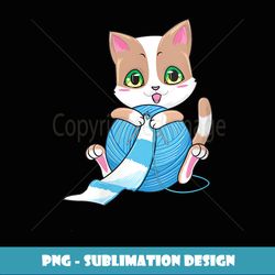 womens cat knitting shirt crochet wool cat mommy hobby gift - png transparent sublimation file
