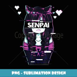 Japanese Anime Cat Girl Notice Me Senpai Vaporware - Vintage Sublimation PNG Download