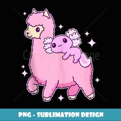 kawaii axolotl on an alpaca llama pink axolotl - png sublimation digital download