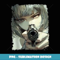 Japanese Art Manga Otaku Anime Girl with Firearm - Stylish Sublimation Digital Download