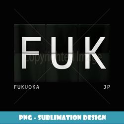 FUK Fukuoka Japan Retro Travel Airport Code Japanese - PNG Transparent Digital Download File for Sublimation
