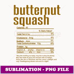 Thanksgiving Christmas Butternut Squash Nutritional Facts - PNG Transparent Sublimation File