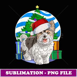 Biewer Terrier Dog Santa Christmas Tree Decor Gift - PNG Transparent Sublimation Design