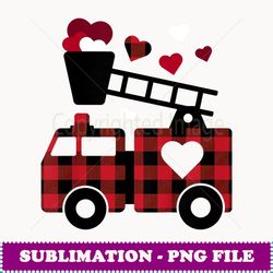 Fire Truck Buffalo Plaid Valentines Day Mom Dad Son - Premium Sublimation Digital Download