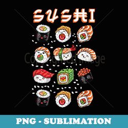 Kawaii Cute Sushi And Rolls Japanese Food Lover Anime Manga - High-Resolution PNG Sublimation File