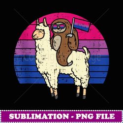 Llama Sloth Bisexual Flag Glasses Sunset Retro Bi Pride LGBT - Unique Sublimation PNG Download