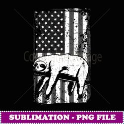 Distressed American Flag Funny Tree Sloth Gift - Exclusive PNG Sublimation Download