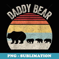 Vintage Retro Daddy Bear With 3 Three Cubs Dad - Exclusive PNG Sublimation Download