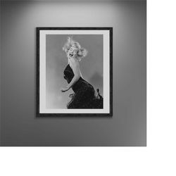 Marilyn Monroe Jumping, 1959 Photo Framed Canvas Print, Photo Philippe Halsman, Famous American actress, Vintage Poster,