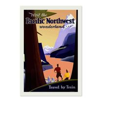 1920s Pacific Northwest Travel by Train Vintage Style Travel Poster | Classic Collection Art Print | For Gifts and Wall