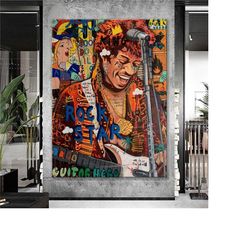 Jimi Hendrix Banksy Pop Art Canvas Poster, Jimi Hendrix Pop Art Graffiti Wall Art, Pop Art Graffiti Home Decor,Jimi Hend