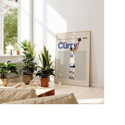 Steph Curry Inspired Poster, Golden State Warriors Art Print, Basketball Poster, NBA Mid-Century Modern, Uni Dorm Room,
