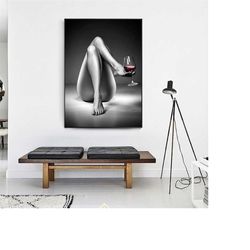 268 sexy canvas, sexy poster, sexy wall art, women fatal, wine art, wine print, wine canvas, nude woman, naked woman, fa