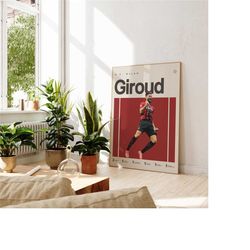 Olivier Giroud Inspired Poster, Football Art Print, Mid-Century Modern, Uni Dorm Room