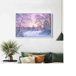wall decor, 3d wall art, canvas decor, snow landscape, tree landscape canvas gift, forest landscape art canvas, snow can