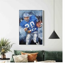 barry sanders painting, motivation artwork, american sports canvas, american football artwork, football printed, motivat