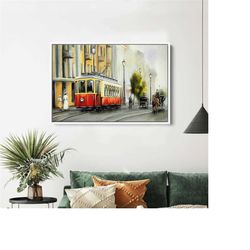 tempered glass,canvas glass art,winter landscape wall art,wall decoration,istanbul glass art,old tram tempered glass,