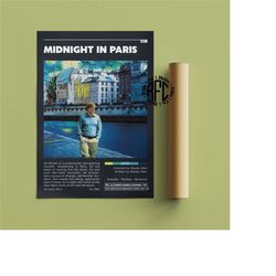 Midnight In Paris Retro Vintage Poster | Minimalist Movie Poster | Retro Vintage Art Print | Wall Art | Home Decor