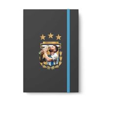 color contrast notebook - ruled, lionel messi art qatar 2022 world cup winner, lionel messi notebook, football cup winne