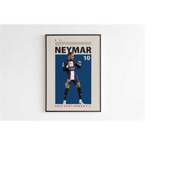 Neymar Poster, Paris Saint-Germain Poster Minimalist, Neymar Print Art, Office Wall Art, Bedroom art, Gift Poster, Brazi