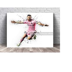 Lionel Messi Poster, Inter Miami, Canvas Wrap, Wall Art Print, Kids Decor, Man Cave Gift, Sports Art