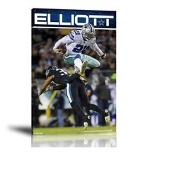 Ezekiel Elliott Poster, NFL, NFL Sports Print, Sports Player Print, Framed Art Print , Wall Art, Home Decor, Canvas Prin