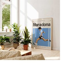 Diego Maradona Inspired Poster, Football Art Print, Argentina Poster, Mid-Century Modern, Uni Dorm Room