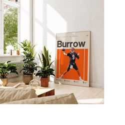 Joe Burrow Inspired Poster, Cincinnati Bengals Art Print, Football Poster, NFL Mid-Century Modern, Uni Dorm Room,