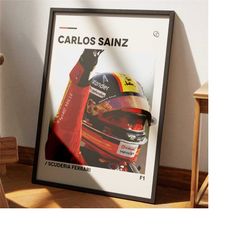 Carlos Sainz Poster, Formula 1 Poster, Carlos Sainz Art, Minimalist Poster, Bedroom Wall Art, Scuderia Ferrari F1 Wall A