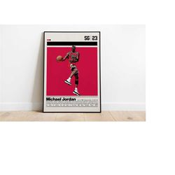 Michael Jordan Poster Digital Download | Printable Wall Art for NBA Fans | Mid Century Modern Decor for Bedroom & Office