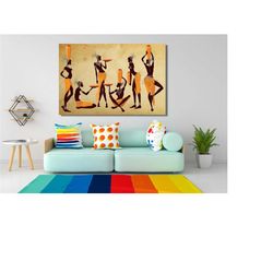african woman canvas wall art, ethnic canvas,  african wall decor for home, folk panel art for home decoration,huge wall