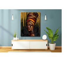 african woman canvas wall art, ethnic canvas, african wall decor for home, folk panel art for home decoration,huge wall