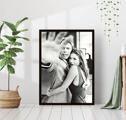 david bowie kate moss poster black and white vintage retro photography celebrity music fashion romantic wall art decor c