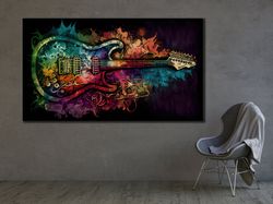 Guitar Graffiti Wall Art, Guitar Canvas Print, Music Room Decor, Rock And Roll Guitar Wall Decor, Abstract Music, Guitar