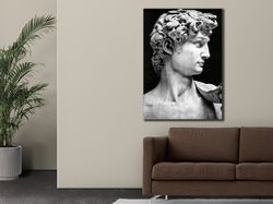 statue of david modern canvas art, abstract canvas print, black and white canvas wall art, art painting, living room hom