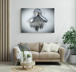 3D Silver Effect Wall Art, Silver Poster, Silver Canvas, Silver Print, Ready To Hang, 3D Wall Print, Silver Effect Canva