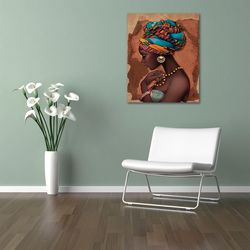 African Vintage Woman Wall Art,African Woman Canvas,African American Home Decor,African Traditional Wall Decor,Home Deco