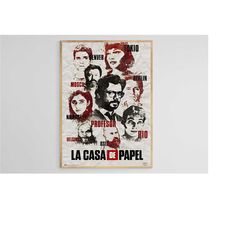Money Heist Poster, La Casa de Papel Poster, Series Poster, Digital Poster, Home Decor, Wall Decor, Famous Wall Art, Vin