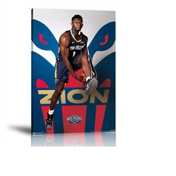 Zion Williamson Poster, NBA, NBA Sports Print, Sports Player Print, Framed Art Print , Wall Art, Home Decor, Canvas Prin