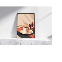 Coffee With Flowers Print, Coffee Poster, Exhibition Poster, Coffee Lover Gift, Wall Art, Kitchen Decor, Mid Century Mod