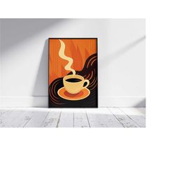 Minimalism Coffee Art Print, Coffee Poster, Coffee Lover Gift, Boho Dcor, Wall Art, Kitchen Decor, Mid Century Modern, D