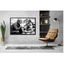 Steve Mc Queen and His Wife Canvas Painting, Home Decoration, Steve McQueen Canvas Painting in Film Set, Ready toHang