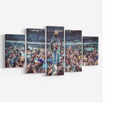 lionel messi qatar world cup 2022 winning photo canvas, wall decor canvas wall art, poster, print, gift for messi and ar