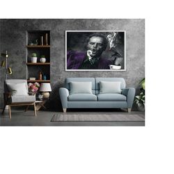 Joker Cigar Canvas Wall Art, Jack Nicholson Motivational Canvas, Home Office Decor, High Quality Framed Unframed Paintin
