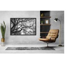 Black and White Trees Canvas Painting Extra Large Home Decor, Big Tree Abstract Canvas Wall Decor, Living Room Decoratio