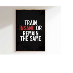 Motivational Quote Poster | Train Insane or Remain the Same | Digital Print | Fitness Decor | Inspirational Wall Art | G